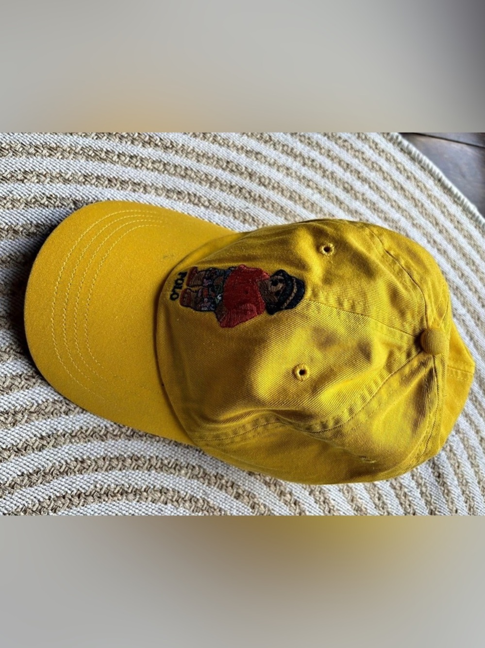 Polo Ralph Lauren Polo Bear Chino Cotton Ball Baseball Cap in Yellow